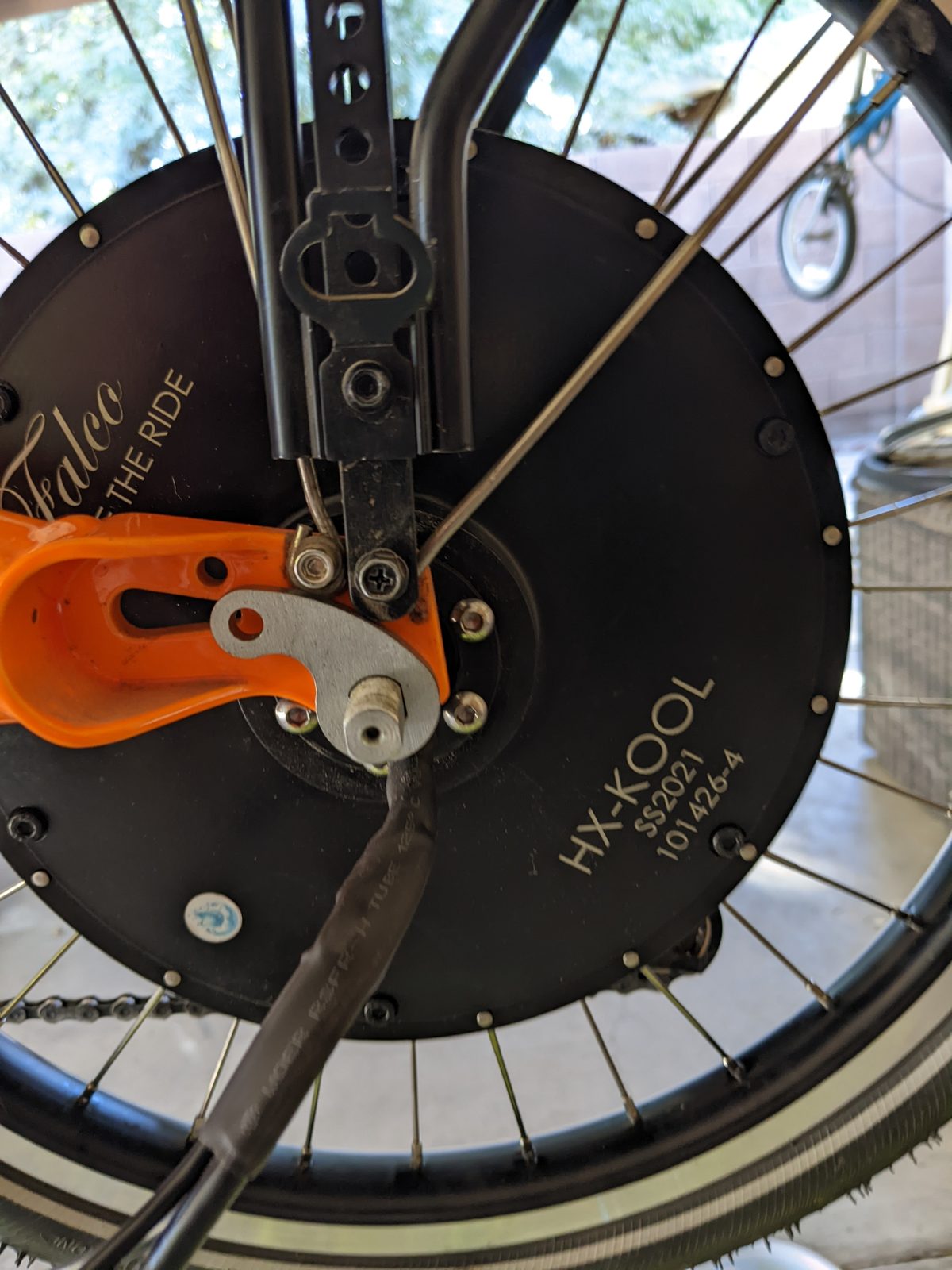 Falco thru-axle conversion dropout and torque arm