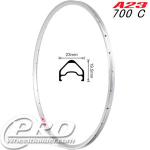 VELOCITY A23 MSW SILVER 700C RIM